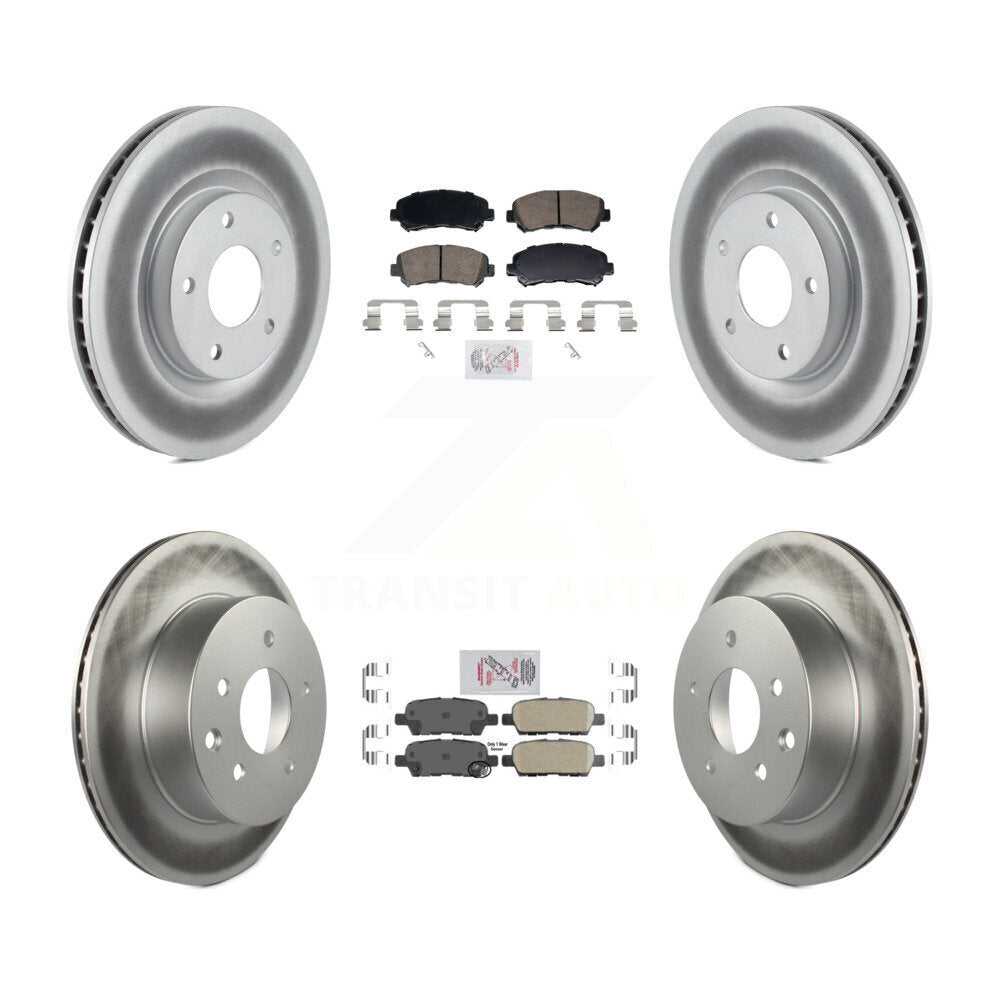 Front Rear Ceramic Pads And Coated Disc Brake Rotors Kit For Nissan Rogue Select KGA-106150