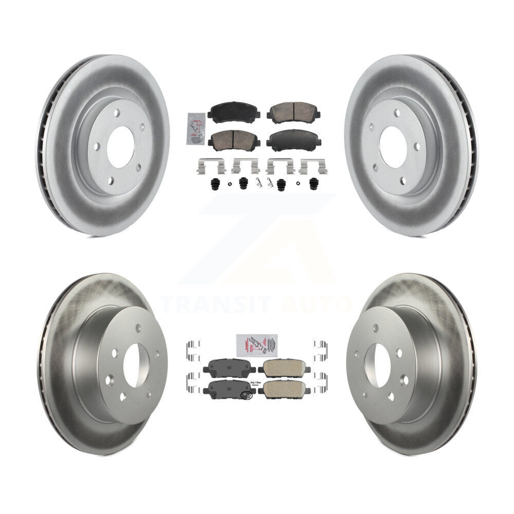 Front Rear Ceramic Pads And Coated Disc Brake Rotors Kit For Nissan Rogue Select KGA-106151
