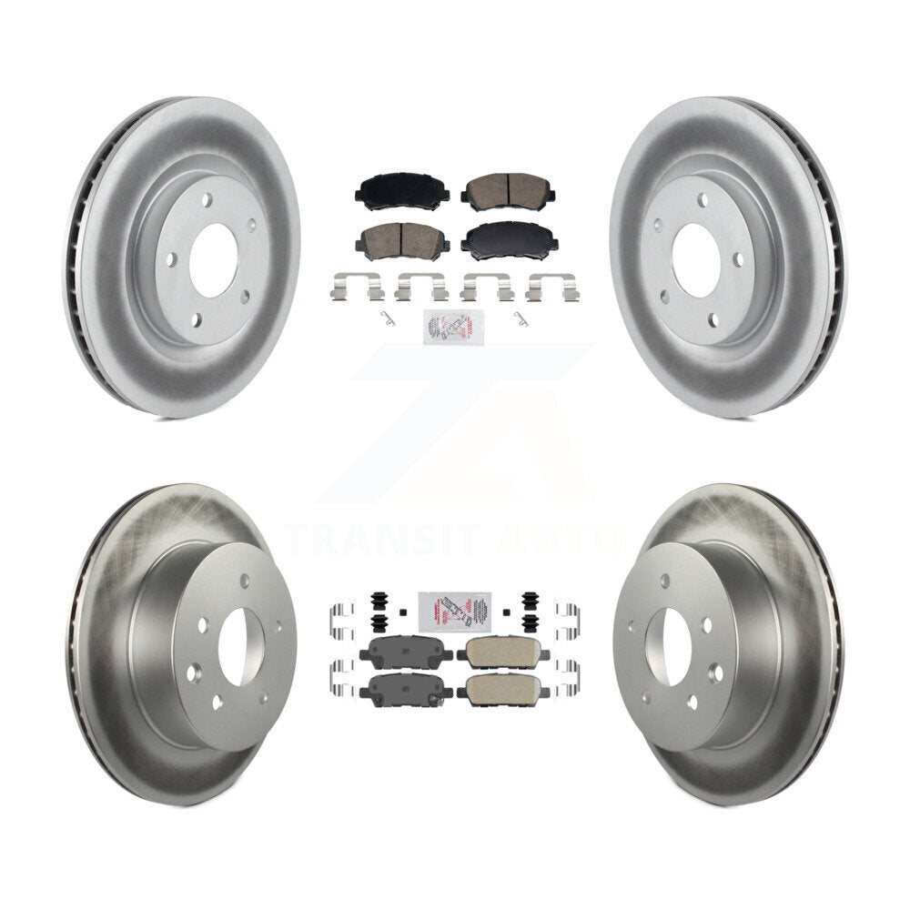 Front Rear Ceramic Pads And Coated Disc Brake Rotors Kit For Nissan Rogue Select KGA-106152