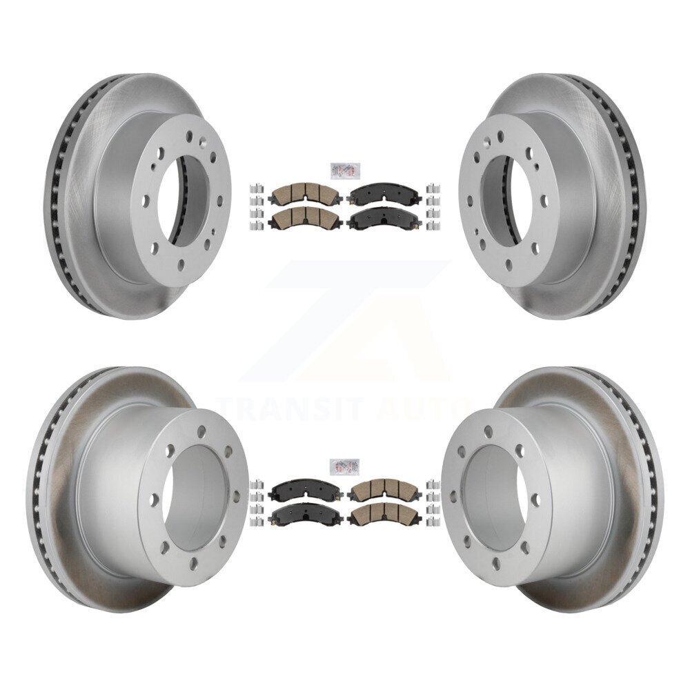 Front Rear Ceramic Pad Coated Brake Rotors Kit For GMC Sierra 3500 HD Chevrolet Silverado KGA-106154