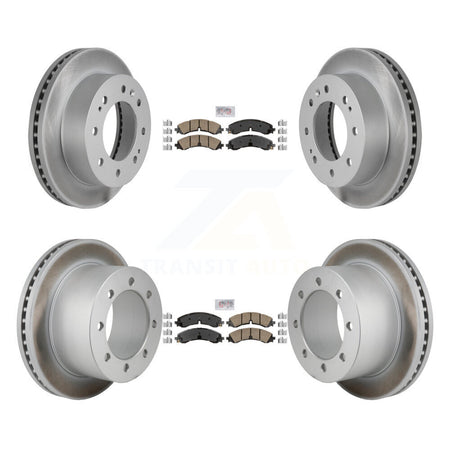 Front Rear Ceramic Pad Coated Brake Rotors Kit For GMC Sierra 3500 HD Chevrolet Silverado KGA-106154