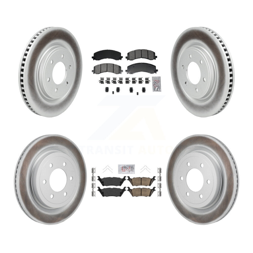 Front Semi-Metallic Rear Ceramic Pad Coated Disc Brake Rotor Kit For Ford F-150 Lightning KGA-106158