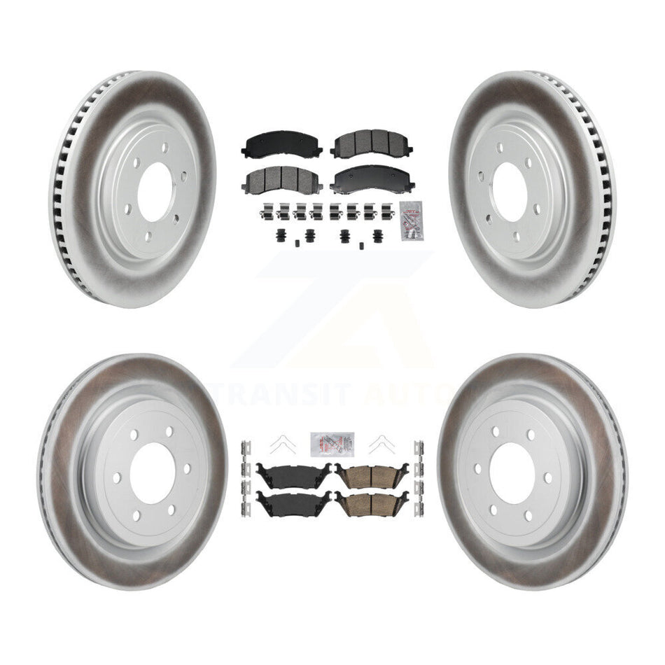 Front Semi-Metallic Rear Ceramic Pad Coated Disc Brake Rotor Kit For Ford F-150 Lightning KGA-106158