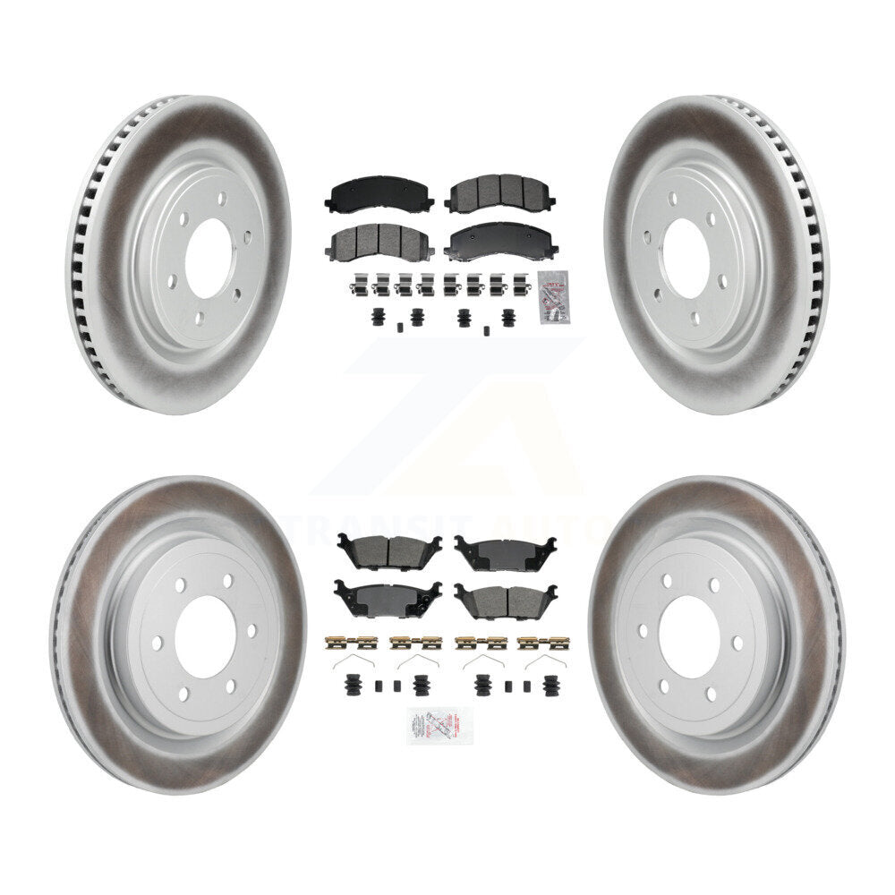 Front Rear Semi-Metallic Pads And Coated Disc Brake Rotors Kit For Ford F-150 Lightning KGA-106160