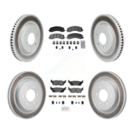 Front Rear Semi-Metallic Pads And Coated Disc Brake Rotors Kit For Ford F-150 Lightning KGA-106160
