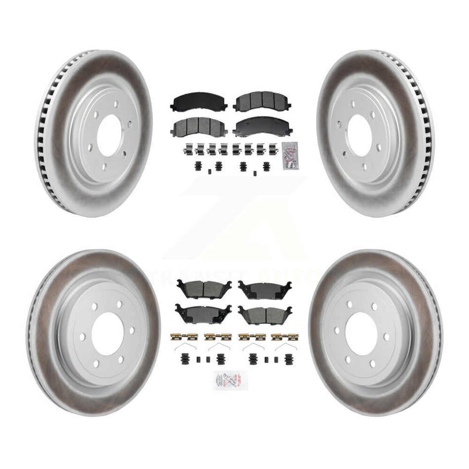 Front Rear Semi-Metallic Pads And Coated Disc Brake Rotors Kit For Ford F-150 Lightning KGA-106160