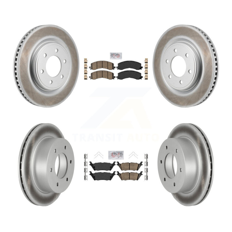 Front Rear Ceramic Pads And Coated Disc Brake Rotors Kit For 2022-2023 Ford Bronco 3.0L KGA-106167