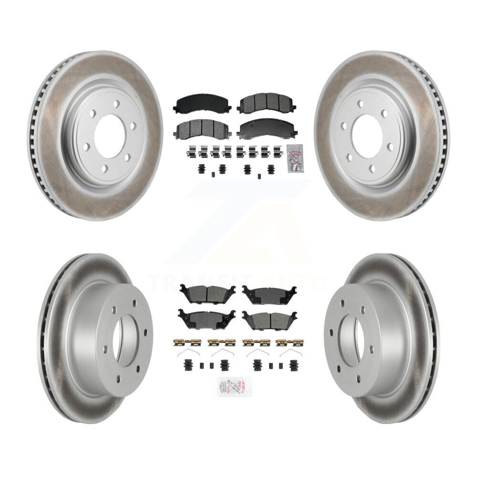 Front Rear Semi-Metallic Pad & Coated Disc Brake Rotor Kit For 2022-2023 Ford Bronco 3.0L KGA-106168