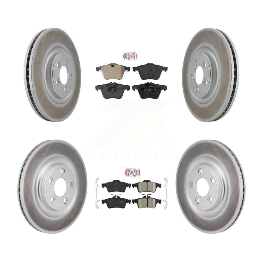 Front Semi-Metallic Rear Ceramic Pad Coat Brake Rotor Kit For 16 Jaguar XJ Base with 3.0L KGA-106173