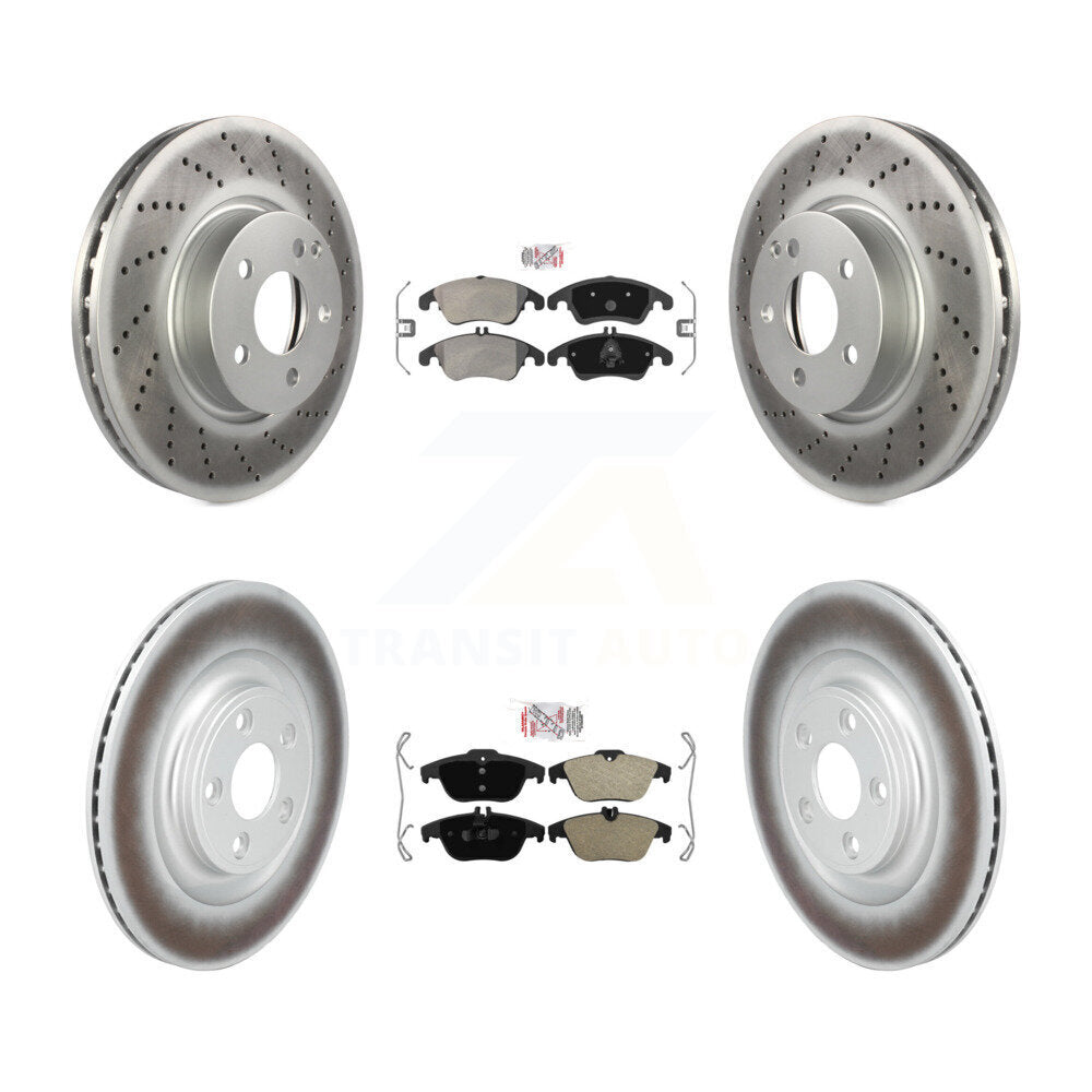 Front Rear Semi-Metallic Pads And Coated Disc Brake Rotors Kit For Mercedes-Benz E400 KGA-106189