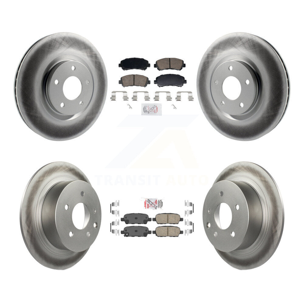 Front Rear Ceramic Pad Coat Disc Brake Rotors Kit For 2007-2012 Nissan Sentra SE-R Spec V KGA-106194