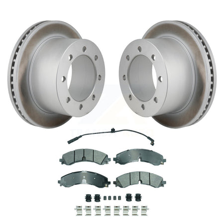 Rear Coated Brake Rotors Semi-Metallic Pad Kit For GMC Sierra 3500 HD Chevrolet Silverado KGA-106282