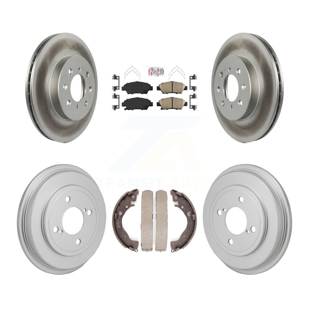 Front Rear Disc Brake Rotors Ceramic Pads And Coated Drum Kit For 2013 Honda Fit DX KGA-106302