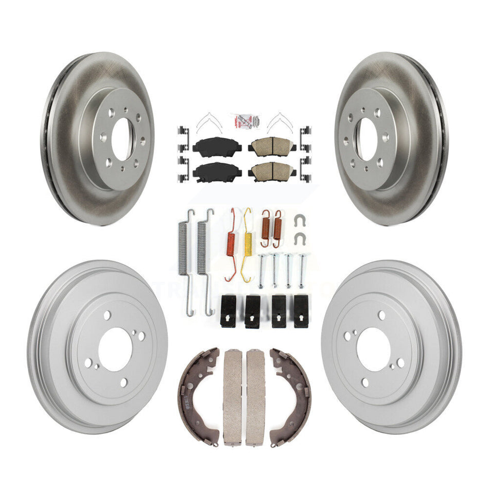Front Rear Brake Rotor Ceramic Pad Coated Drum Kit (7Pc) For Honda Fit DX with GAS engine KGA-106316