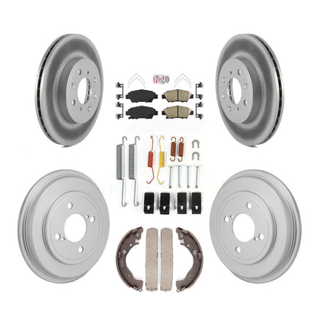 Front Rear Disc Brake Rotor Ceramic Pad And Coated Drum Kit (7Pc) For 2015-2020 Honda Fit KGA-106317