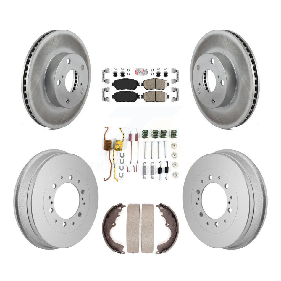 Front Rear Disc Brake Rotors Ceramic Pad Coated Drum Kit (7Pc) For 2015 Toyota Tacoma 4WD KGA-106320