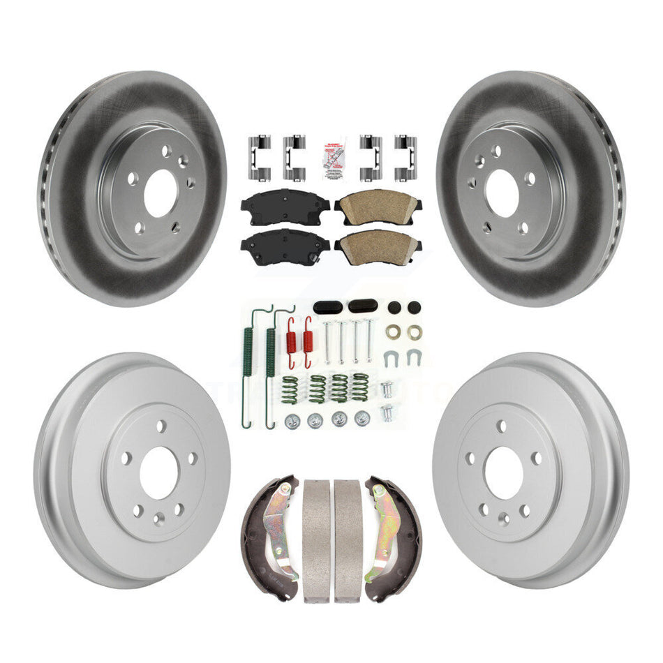 Front Rear Brake Rotor Ceramic Pad Coated Drum Kit (7Pc) For 2013-2014 Chevrolet Sonic RS KGA-106324