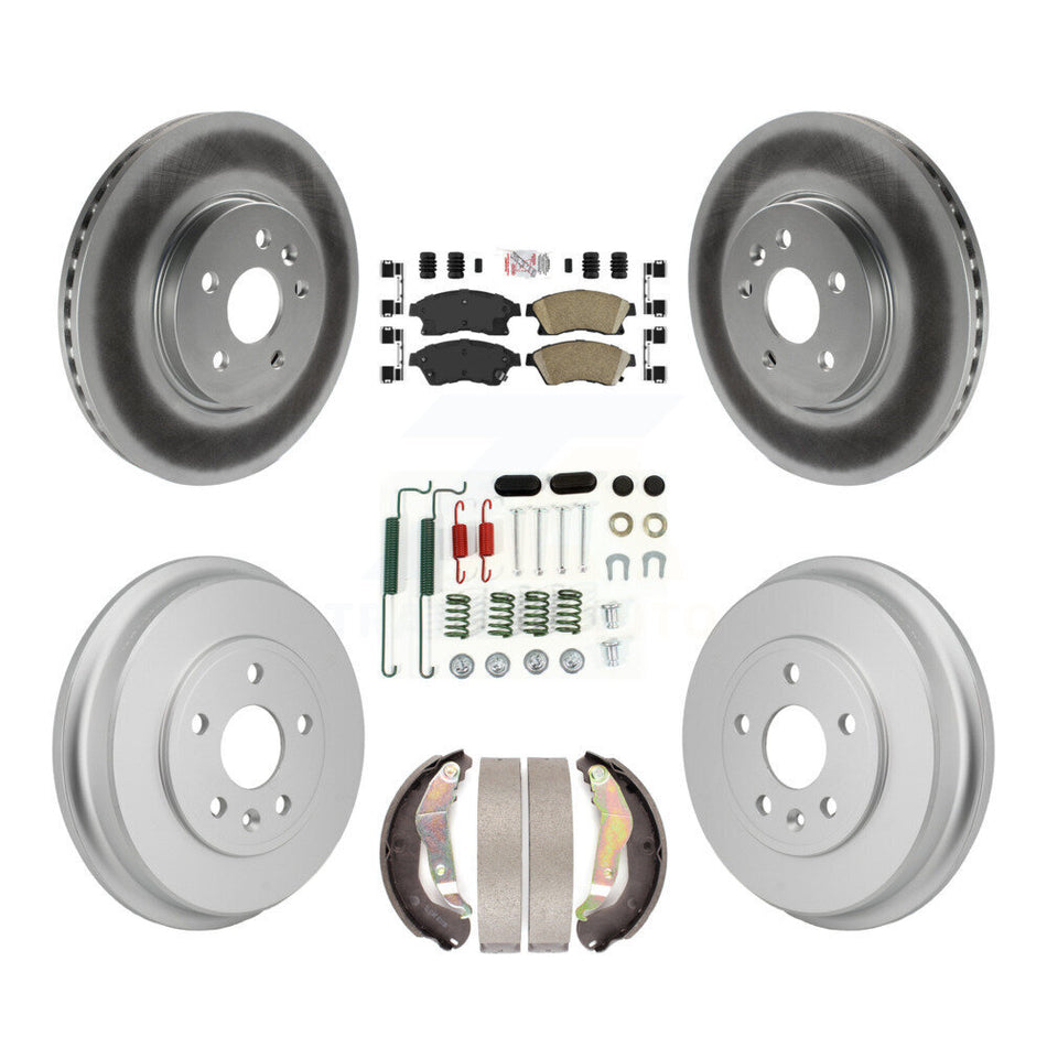 Front Rear Brake Rotor Ceramic Pad Coated Drum Kit (7Pc) For 2013-2014 Chevrolet Sonic RS KGA-106325