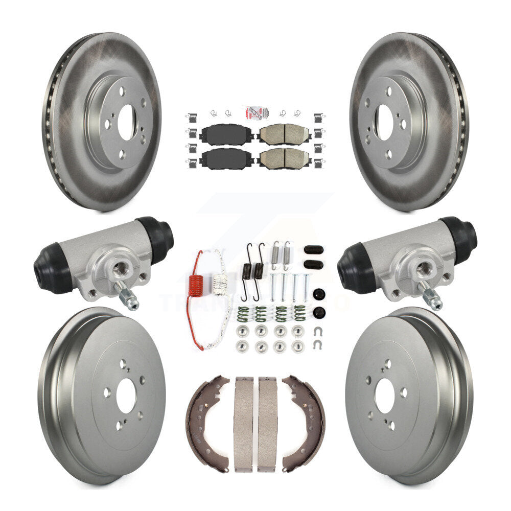 Front Rear Disc Brake Rotors Ceramic Pads And Coated Drum Kit (9Pc) For Toyota Corolla KGA-106332