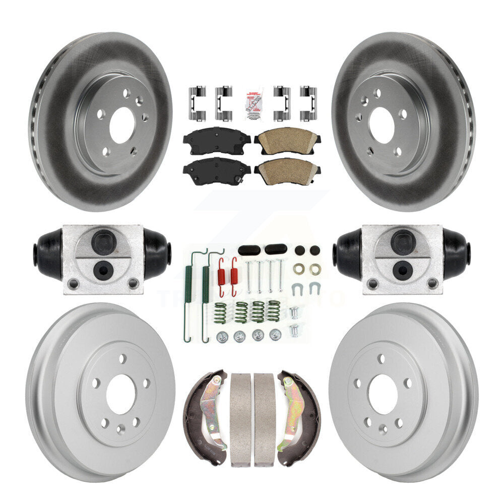 Front Rear Brake Rotor Ceramic Pad Coated Drum Kit (9Pc) For 2013-2014 Chevrolet Sonic RS KGA-106335