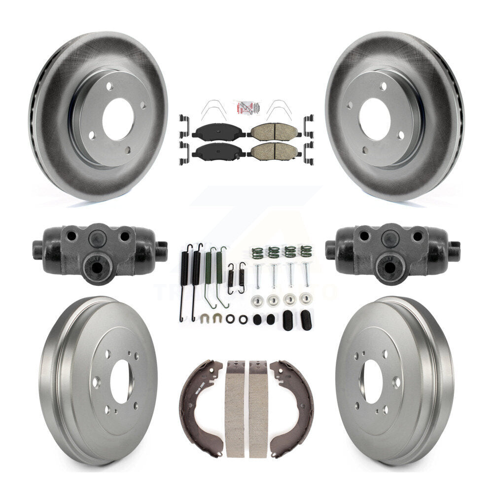 Front Rear Brake Rotors Ceramic Pad Coat Drum Kit (9Pc) For 2008 Nissan Versa 4-Wheel ABS KGA-106338