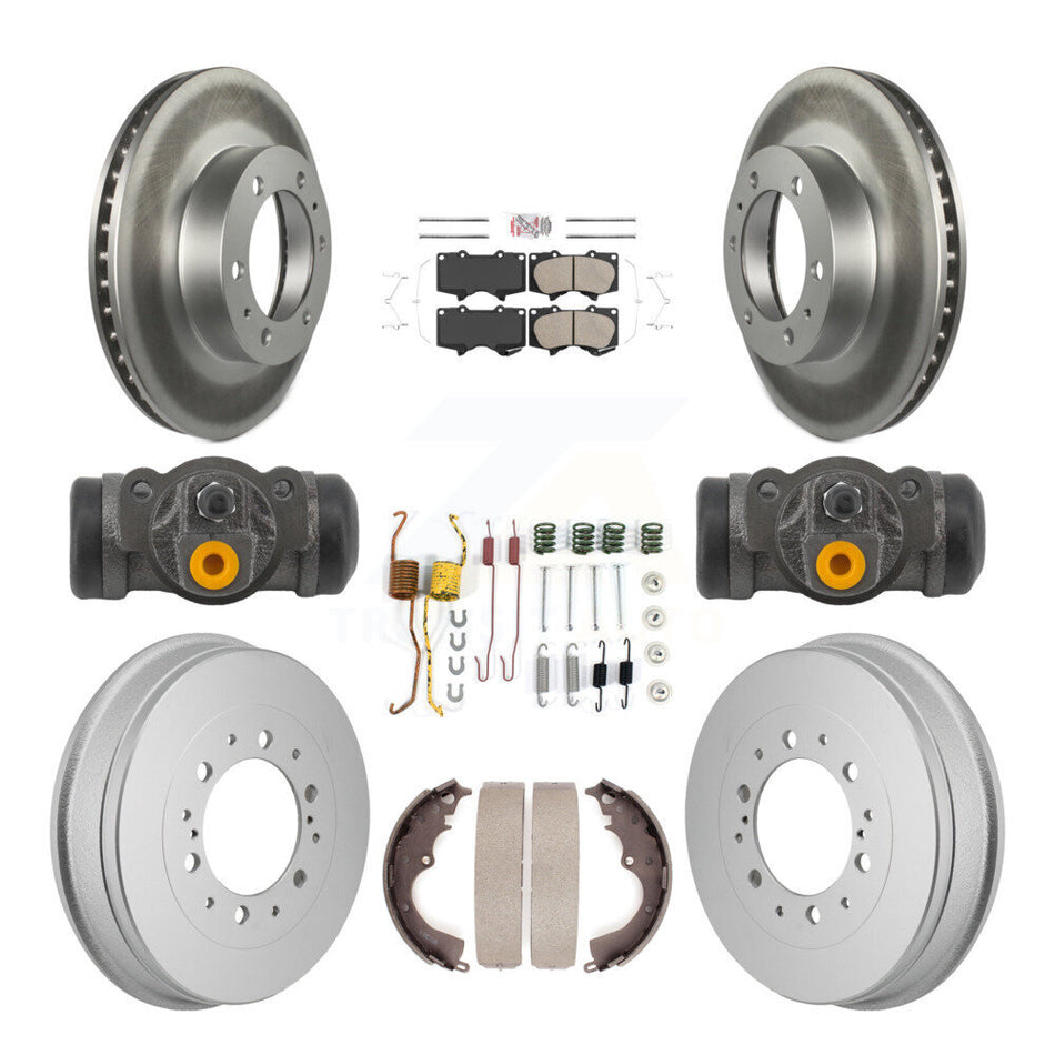 Front Rear Disc Brake Rotors Ceramic Pads And Coated Drum Kit (9Pc) For Toyota Tacoma KGA-106339