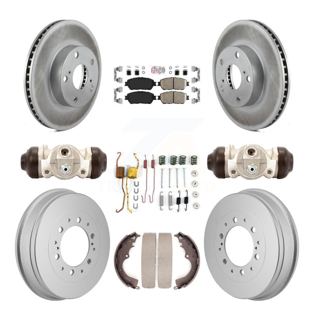 Front Rear Disc Brake Rotors Ceramic Pad Coated Drum Kit (9Pc) For 2015 Toyota Tacoma 4WD KGA-106341