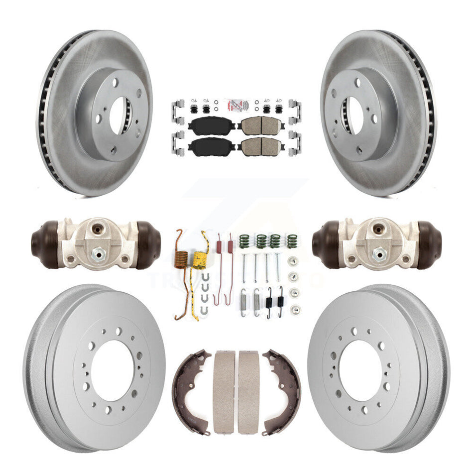 Front Rear Disc Brake Rotors Ceramic Pad Coated Drum Kit (9Pc) For 2015 Toyota Tacoma 4WD KGA-106341