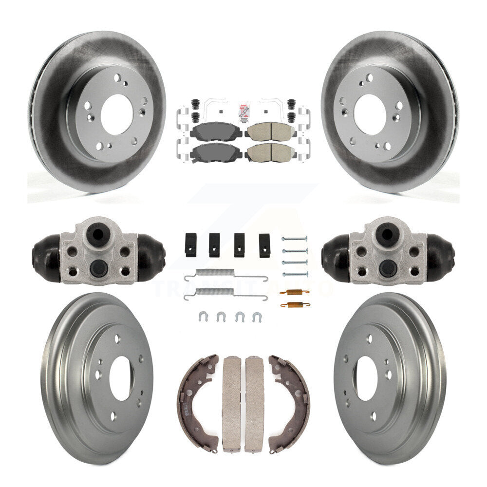Front Rear Disc Brake Rotors Ceramic Pads And Coated Drum Kit (9Pc) For Honda Civic KGA-106343
