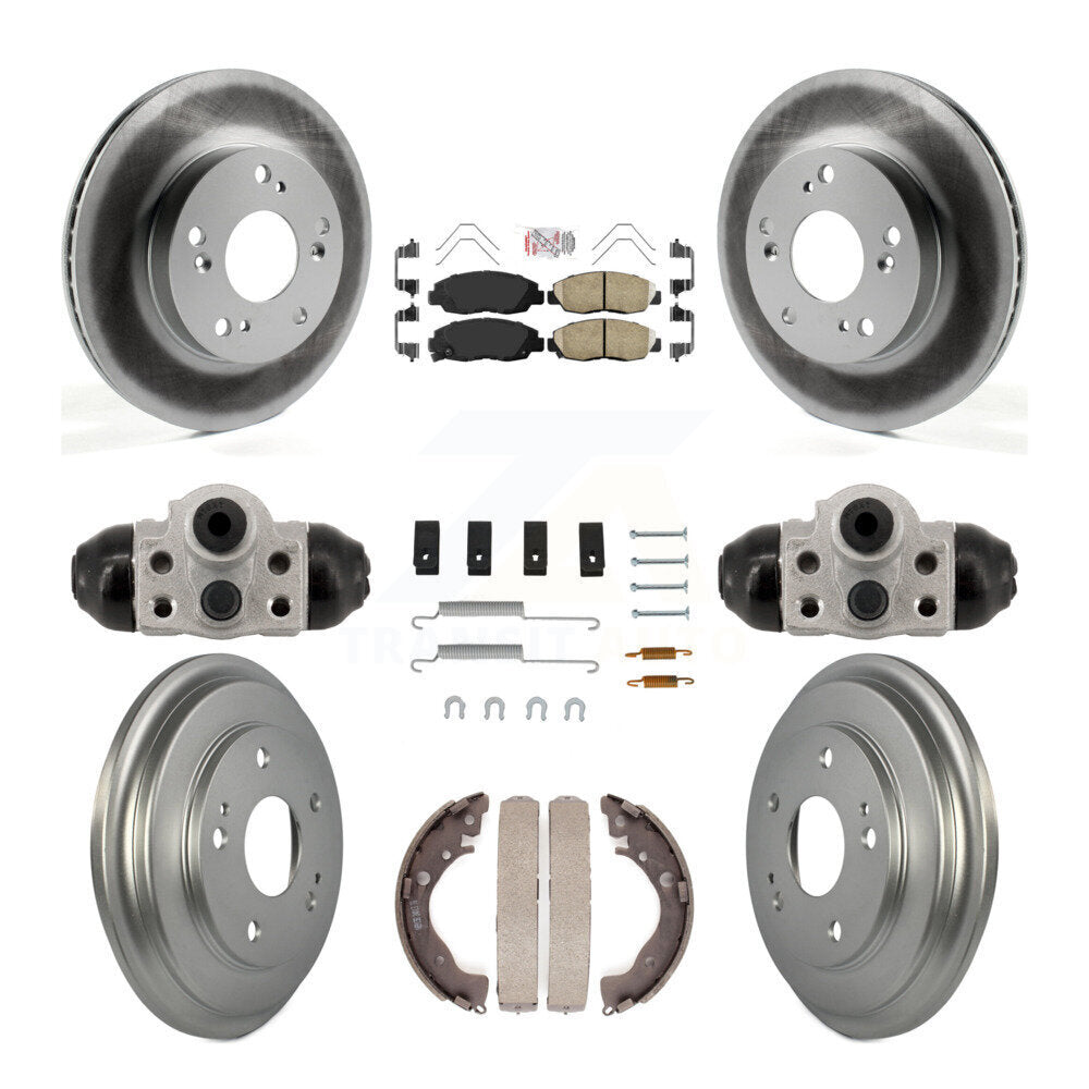 Front Rear Disc Brake Rotors Ceramic Pads And Coated Drum Kit (9Pc) For Honda Civic KGA-106344