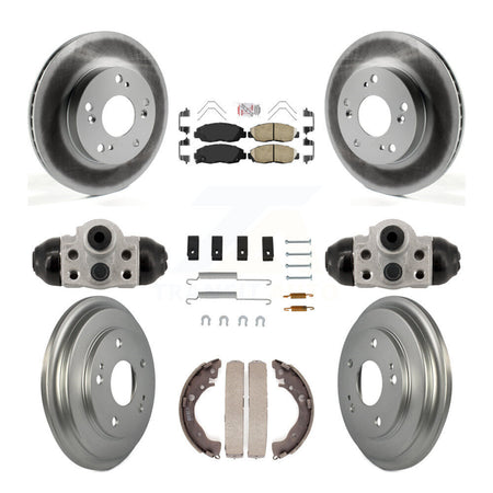 Front Rear Disc Brake Rotors Ceramic Pads And Coated Drum Kit (9Pc) For Honda Civic KGA-106344