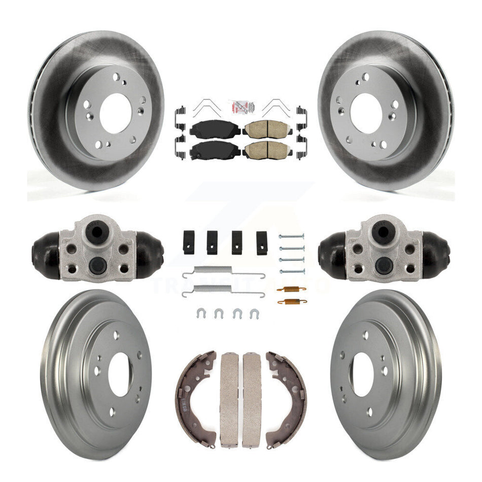 Front Rear Disc Brake Rotors Ceramic Pads And Coated Drum Kit (9Pc) For Honda Civic KGA-106344