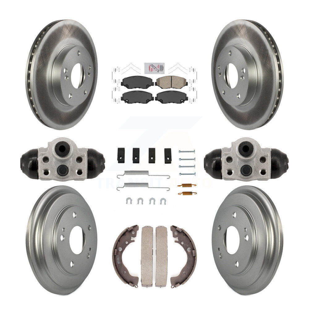 Front Rear Disc Brake Rotors Ceramic Pads And Coated Drum Kit (9Pc) For Honda Civic KGA-106345