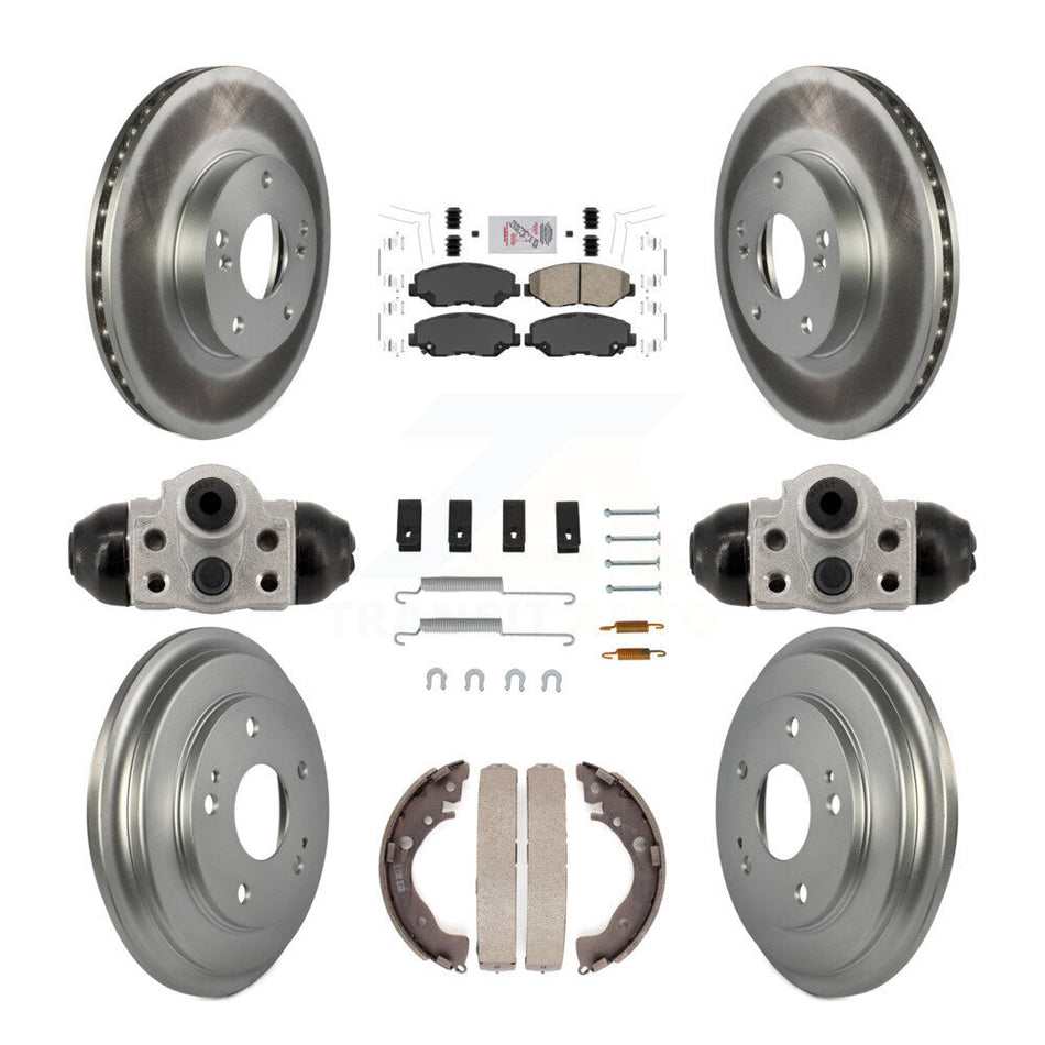 Front Rear Disc Brake Rotors Ceramic Pads And Coated Drum Kit (9Pc) For Honda Civic KGA-106346