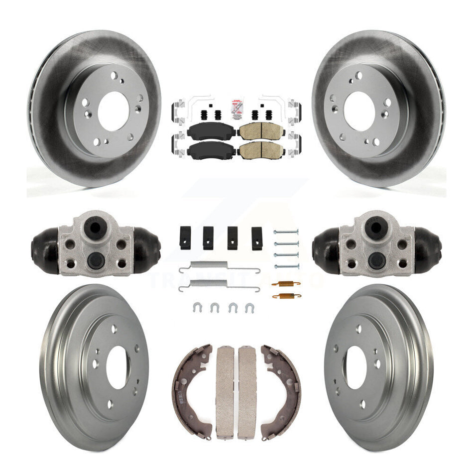 Front Rear Disc Brake Rotors Ceramic Pads And Coated Drum Kit (9Pc) For Honda Civic KGA-106348
