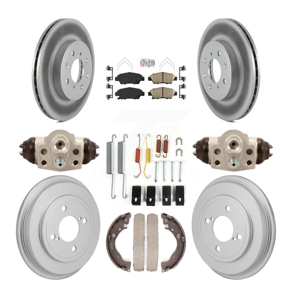Front Rear Disc Brake Rotor Ceramic Pad And Coated Drum Kit (9Pc) For 2015-2019 Honda Fit KGA-106353