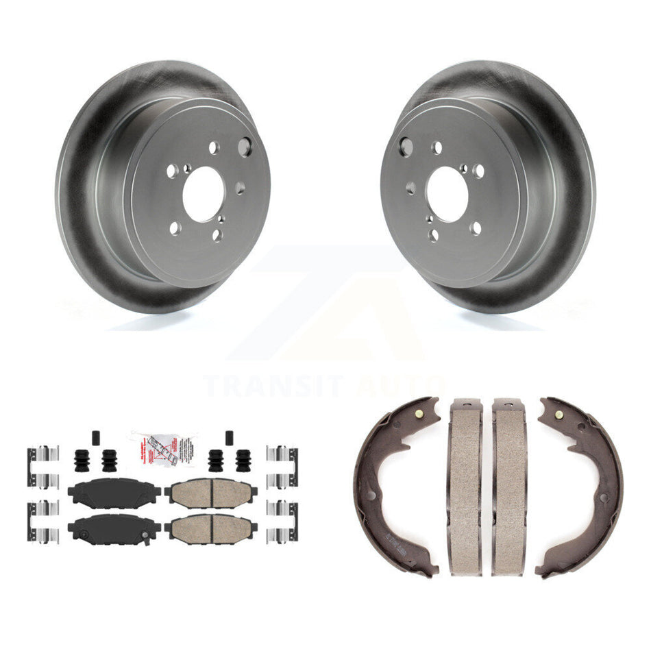 Rear Disc Coated Rotors Ceramic Pads Parking Shoes Kit For Subaru Impreza Forester Legacy KGA-106355