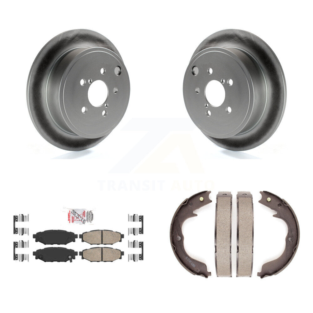 Rear Disc Coated Rotors Ceramic Pads Parking Shoes Kit For Subaru Impreza Forester Legacy KGA-106356
