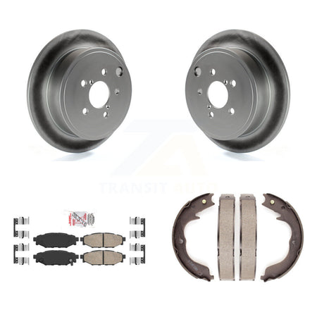 Rear Disc Coated Rotors Ceramic Pads Parking Shoes Kit For Subaru Impreza Forester Legacy KGA-106356