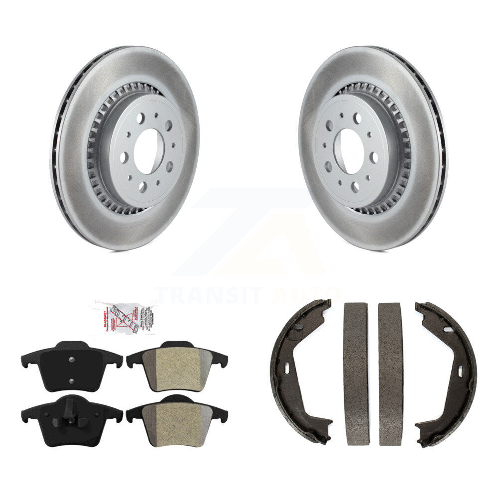 Rear Disc Coated Rotors Semi-Metallic Pads And Parking Shoes Kit For 2003-2007 Volvo XC90 KGA-106361