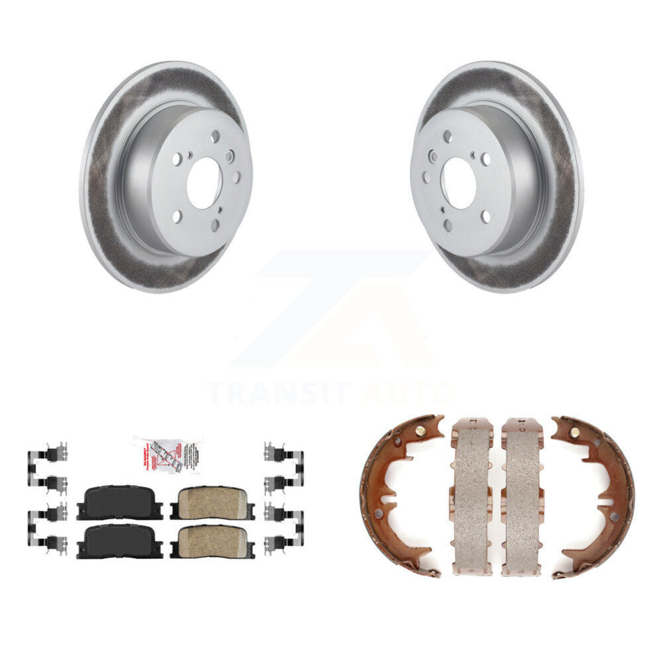 Rear Disc Coated Rotors Ceramic Pads & Parking Shoes Kit For 01-03 Toyota Highlander AWD KGA-106364