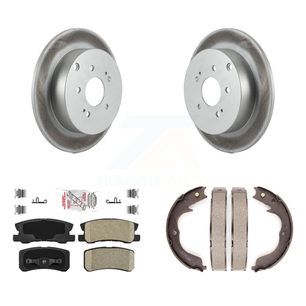 Rear Disc Coated Rotors Ceramic Pads And Parking Brake Shoes Kit For Mitsubishi Endeavor KGA-106382