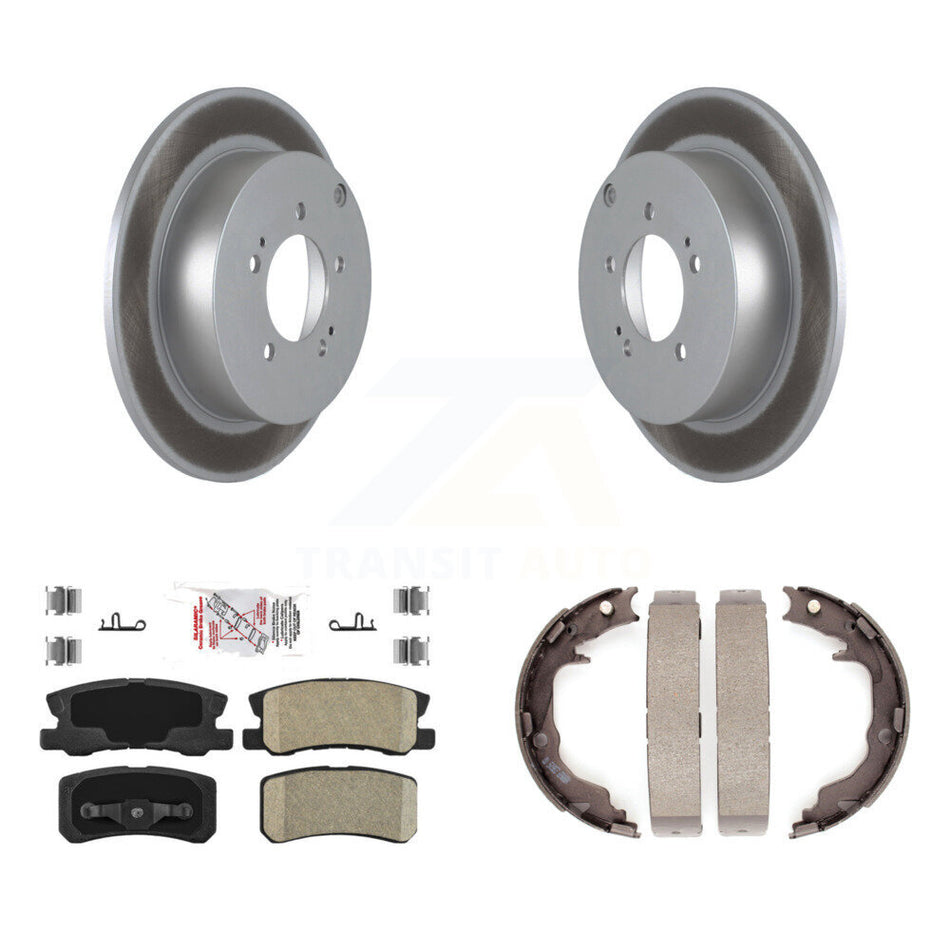 Rear Disc Coated Rotors Ceramic Pads And Parking Brake Shoes Kit For Mitsubishi Outlander KGA-106384