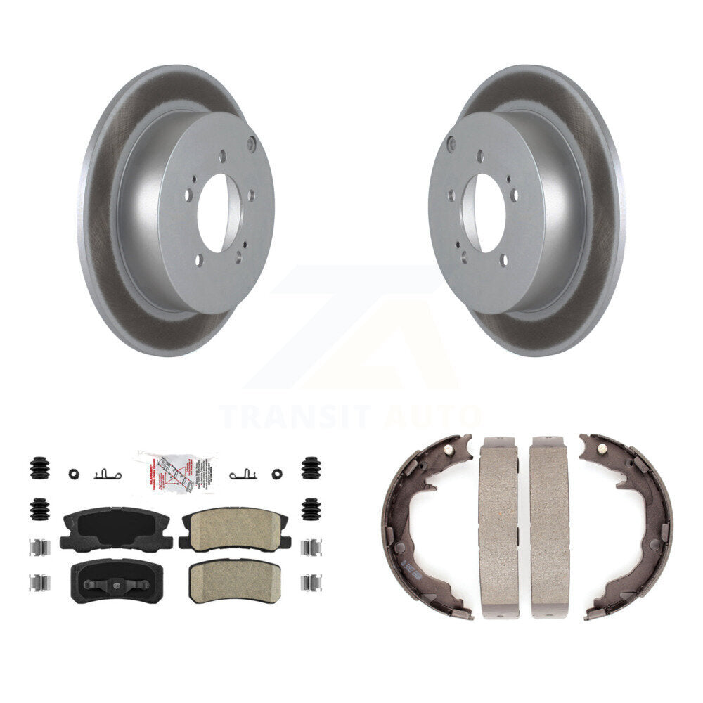 Rear Disc Coated Rotors Ceramic Pads And Parking Brake Shoes Kit For Mitsubishi Outlander KGA-106385