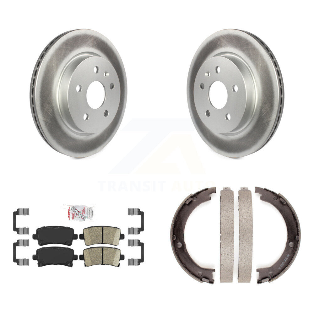 Rear Disc Coated Rotors Ceramic Pads And Parking Brake Shoes Kit For Cadillac XTS KGA-106390