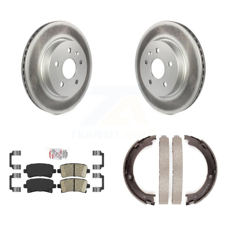 Rear Disc Coated Rotors Ceramic Pads And Parking Brake Shoes Kit For Cadillac XTS KGA-106390