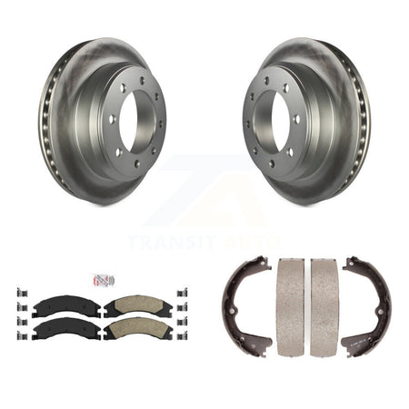 Rear Disc Coated Rotors Ceramic Pads & Parking Shoes Kit For Ford E-350 Super Duty E-250 KGA-106398