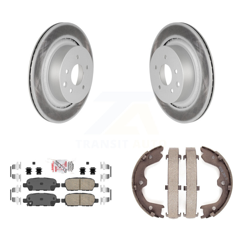 Rear Disc Coated Rotors Ceramic Pads And Parking Brake Shoes Kit For INFINITI G37 G35 Q60 KGA-106409