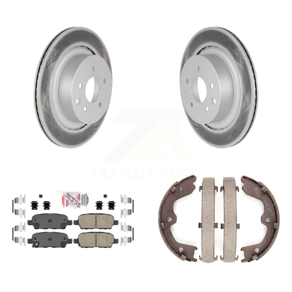 Rear Disc Coated Rotors Ceramic Pads And Parking Brake Shoes Kit For INFINITI G37 G35 Q60 KGA-106409