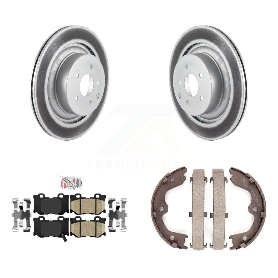 Rear Disc Coated Rotors Ceramic Pads & Parking Shoes Kit For INFINITI G37 Nissan 370Z Q60 KGA-106410